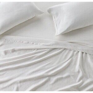 King 100% Linen Sheet Set Dark Gray Micro Stripe - Casaluna NEW